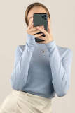 Light Blue Basic Wool-Blend Turtleneck Sweater 
