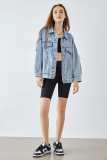 Elsy Steel Blue Distressed Denim Jacket