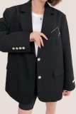 Black Single-Breasted Oversized Blazer