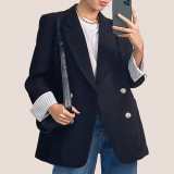 Black Double Breasted Longline Blazer