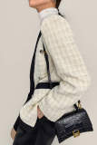 Floral White Contrast Trim Double-Breasted Wool-Blend Tweed Jacket 