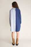Blue Two Tone Oversized Denim Shirt