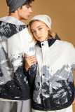 Unisex 1pc White Printed Hooded Jacket