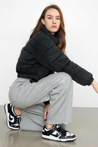 Ibbie Black High Collar Puffer Jacket