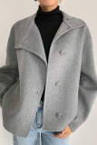 Grey Premium Wool Button-Up Funnel Neck Coat