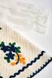 White Floral Embroidery Contrast Trim Cardigan