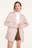 Indian Red Flap Pocket Striped Blazer