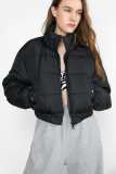 Ibbie Black High Collar Puffer Jacket