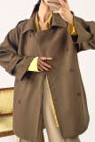 Tan Double-Breasted Belted Short Trench Coat