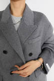 Grey Premium Wool Double-Breasted Longline Coat