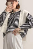 Black Striped Oversized Cotton Sweatshirt
