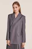 Grey Asymmetric Button Blazer
