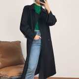 Black Belted Double-Breasted Trench Coat