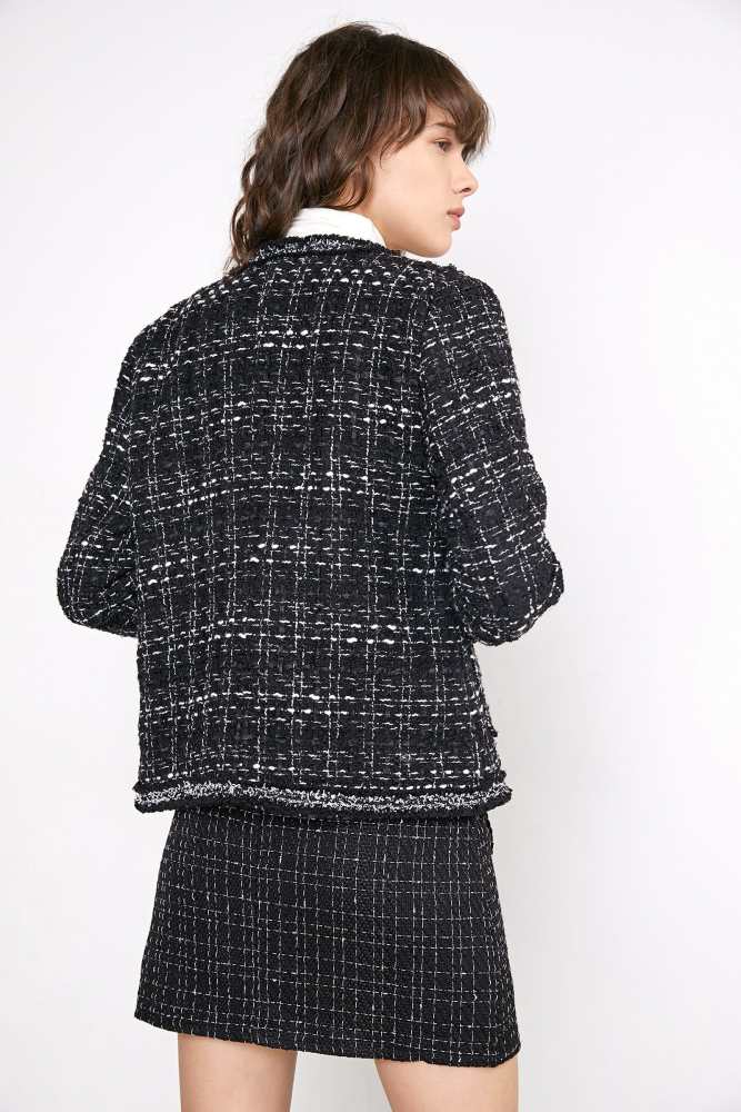 Sequoia Black Tweed Open Front Jacket