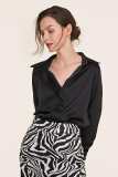 Black Long Sleeve Oversized Satin Work Shirt