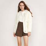 Shizue Beige Button-Up Puffer Coat