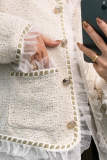 Ivory Sequin-Embellished Ruffled Tweed Jacket
