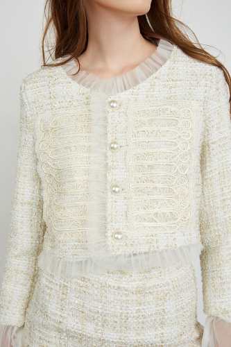 Kyrah Beige Lace Blazer