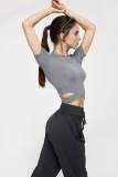 Heather Grey Cross Front Performance Crop