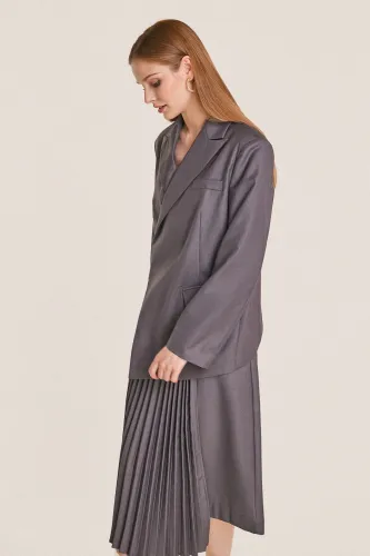 Grey Asymmetric Button Blazer