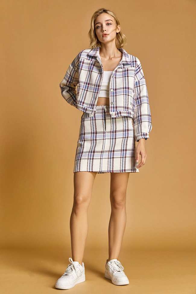 Zaliyah Light Sky Blue Plaid Set