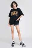 Black Teddy Bear Embroidered T-Shirt