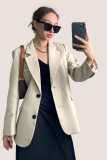 Khaki Single-Breasted Longline Blazer
