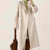 Gainsboro Premium Wool Double-Breasted Collared Longline Coat