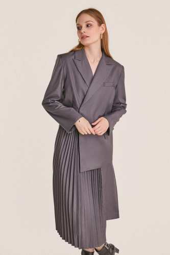 Grey Asymmetric Button Blazer