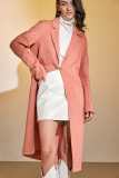 Salmon 100% Wool Notched Collar Longline Coat