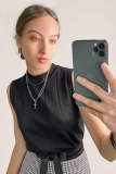 Black Mock Neck Soft Knitted Vest