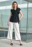 Black Belted Asymmetric Sleeveless Vest-Jacket