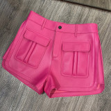 YOLOAgain 2022 New Real Leather Shorts Women Shorts All-match Wide Leg Short Ladies Leather Shorts Autumn Winter