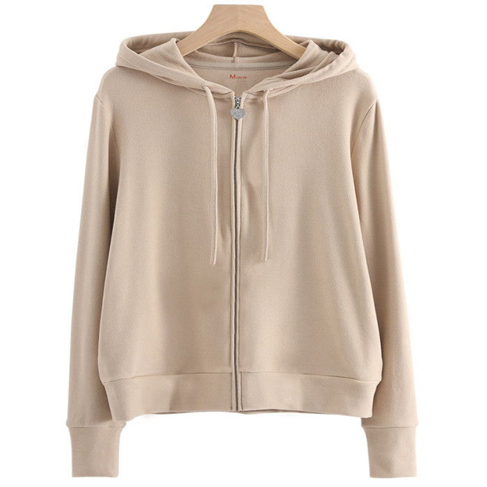 Autumn and Winter New Women's Cardigan Double Sided Brushed Hooded Casual Top