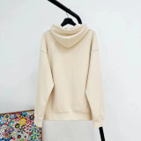 New Leather Logo with Graffiti Letters Embossed In White Pop Clothes Chest Pocket Cotton Fabric with Cap Sweatshirts Clothes