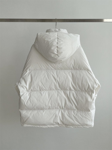 Outdoor windproof warm zipper button hooded bread down jacket 2 colors