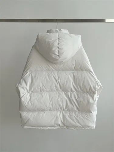Outdoor windproof warm zipper button hooded bread down jacket 2 colors