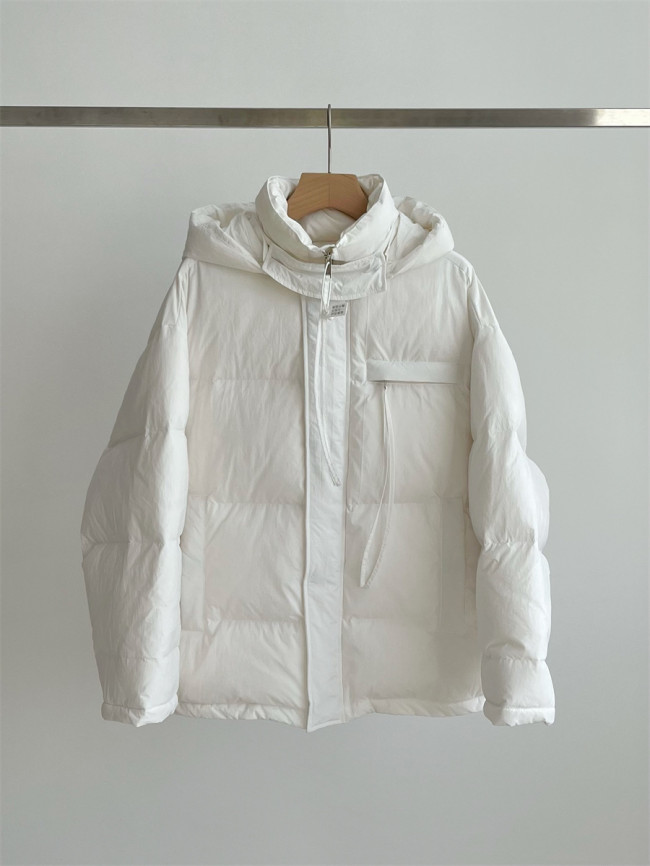 Outdoor windproof warm zipper button hooded bread down jacket 2 colors