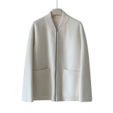 Age-reducing baseball wool coat stand collar wool short jacket top