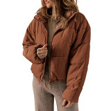 Stand collar thick zipper jacket for women