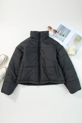 Stand collar thick zipper jacket for women