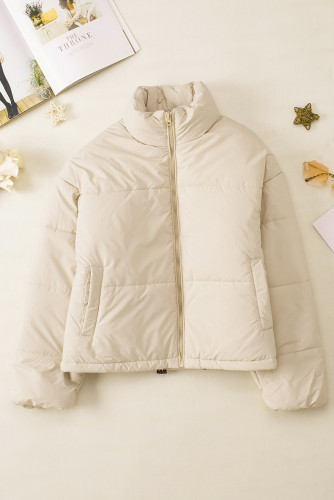 Stand collar thick zipper jacket for women