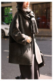 Woolen coat women's loose horn button coat
