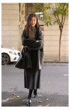 Woolen coat women's loose horn button coat