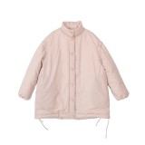 New winter nude pink cotton mid-length loose down jacket with removable sleeves