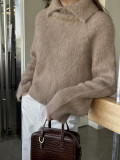 Alpaca loose pullover fleece craft knitwear