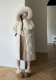 White duck down jacket with sugar cube hair collar