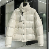Waterproof white fritillary patent leather glossy down jacket for women