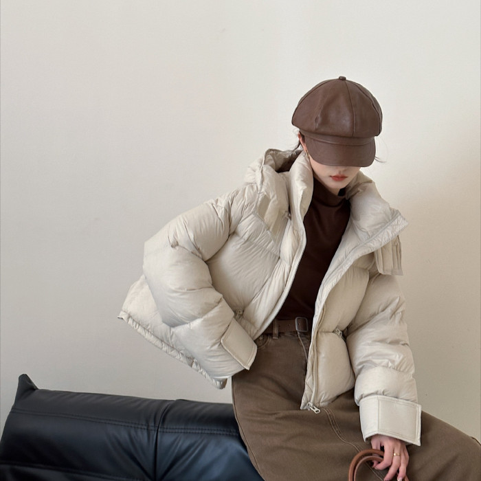 High quality short hooded bread down jacket