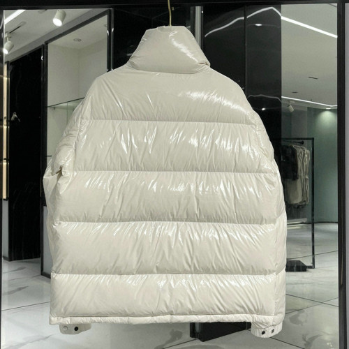 Waterproof white fritillary patent leather glossy down jacket for women